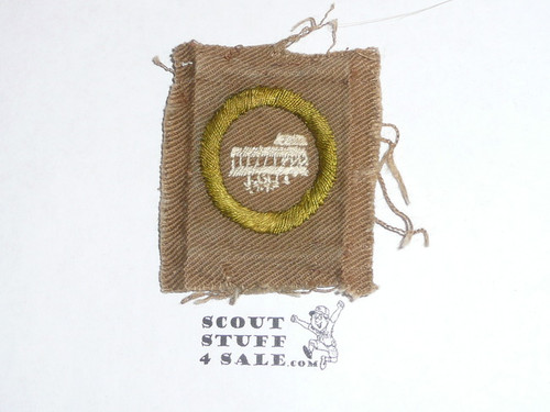 Aviation - Type A - Square Tan Merit Badge (1911-1933), TEENS variety, used