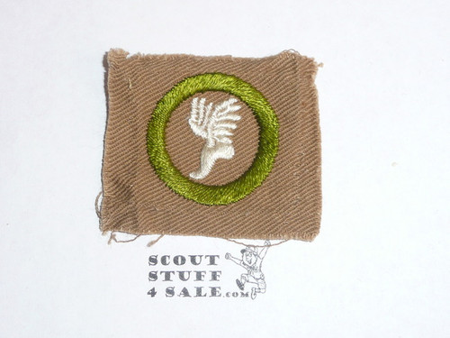Athletics - Type A - Square Tan Merit Badge (1911-1933), lt use