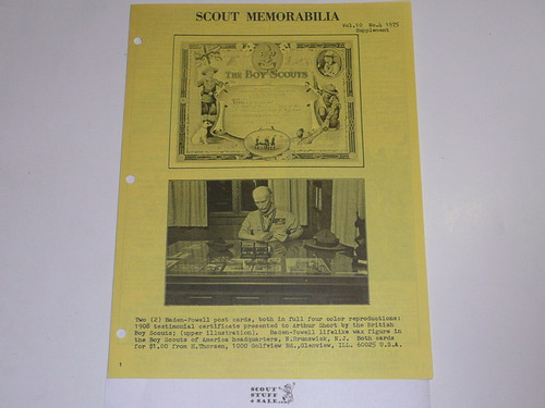 Scout Memorabilia Magazine, 1975, Vol 10 #4, Supplement