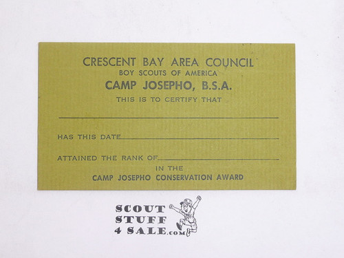 1960's CBAC Camp Josepho Conservation Award Card