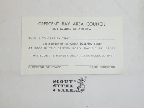 1960's CBAC Camp Josepho Staff ID Card