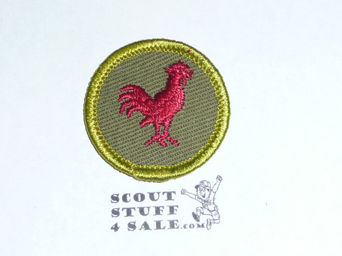 Poultry Keeping - Type F - Rolled Edge Twill Merit Badge (1961-1968)