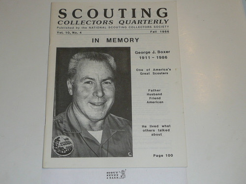 Scouting Collecters Quarterly Newsletter, 1986 Fall, Vol 10 #4