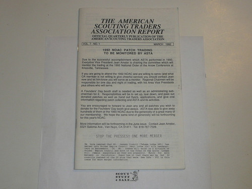 American Scouting Traders Association Report (ASTAR), 1992 March, Vol 7 #1