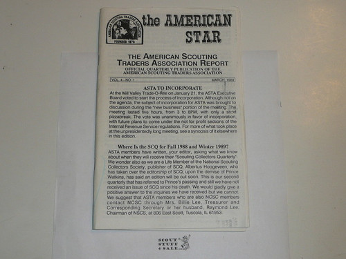 American Scouting Traders Association Report (ASTAR), 1989 March, Vol 4 #1