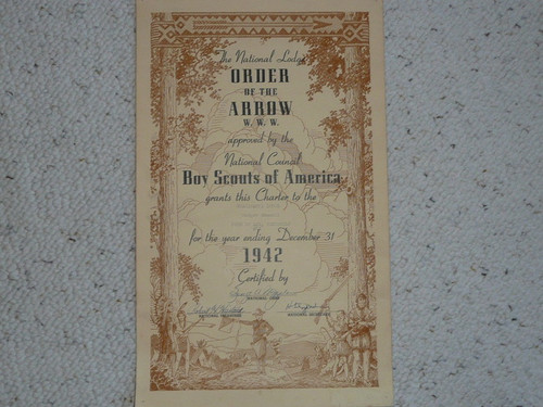 1942 Shaginappi Lodge #61 Order of the Arrow Charter