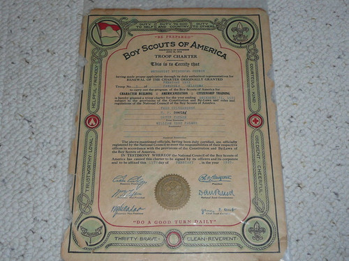 1925 Boy Scout Troop Charter