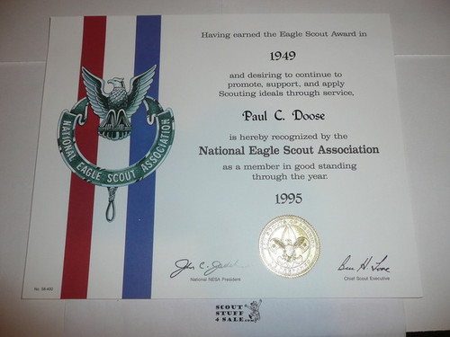 1995 National Eagle Scout Association Certificate, presented #2