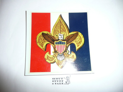 1970's Boy Scout Emblem Decal, red/white/blue tenderfoot emblem