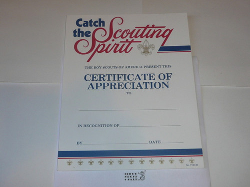 1983 Catch the Scouting Spirit Certificate of Appreciation, Blank