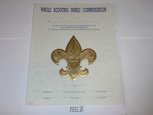 1980's Whole Scouting Family Commendation