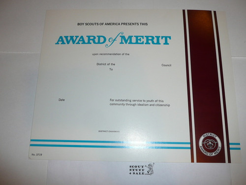 1980's Award of Merit Certificate, blank