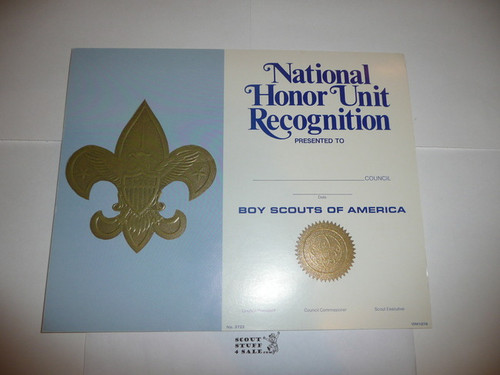 1978 National Honor Unit Recognition Certificate, blank