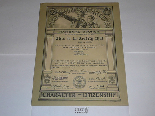 1934 Adult Leader Warrant Certificate, Scoutmaster #2