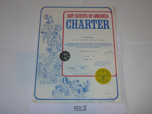 1978 Boy Scout Troop Charter, February, 60 year Veteran Troop