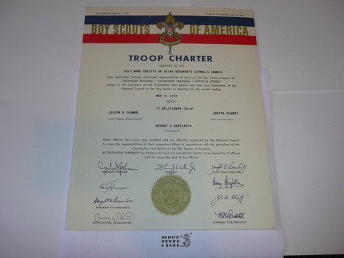 1967 Boy Scout Troop Charter, May, Bellflower CA