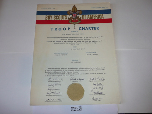 1963 Boy Scout Troop Charter, May, CA