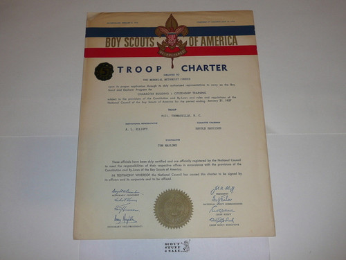 1957 Boy Scout Troop Charter, January, 5 year Veteran Troop