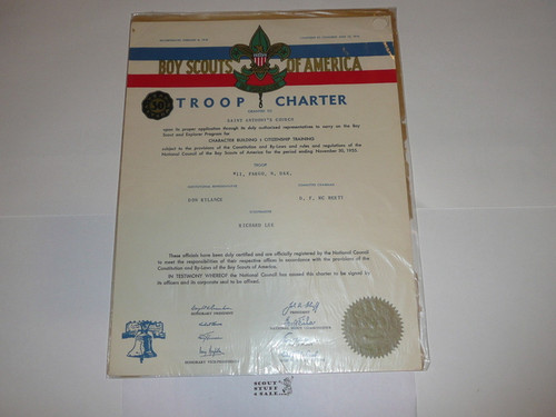 1955 Boy Scout Troop Charter, November, 30 year Veteran Troop