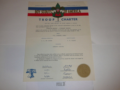 1955 Boy Scout Troop Charter, October