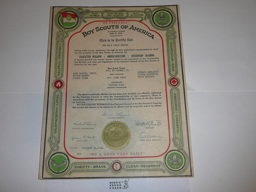 1944 Boy Scout Troop Charter, October