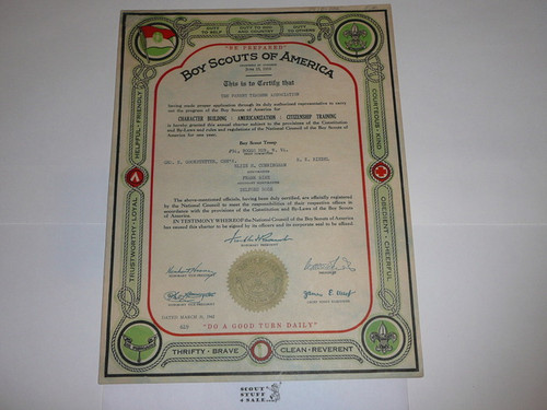 1942 Boy Scout Troop Charter, March