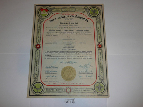 1937 Boy Scout Troop Charter, March