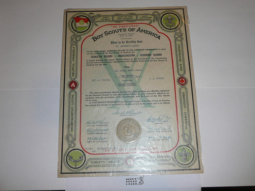 1935 Boy Scout Troop Charter, December, 15 year Veteran Troop