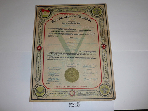 1934 Boy Scout Troop Charter, May, 5 year Veteran Troop