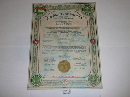 1931 Boy Scout Troop Charter, May, 5 year Veteran Troop