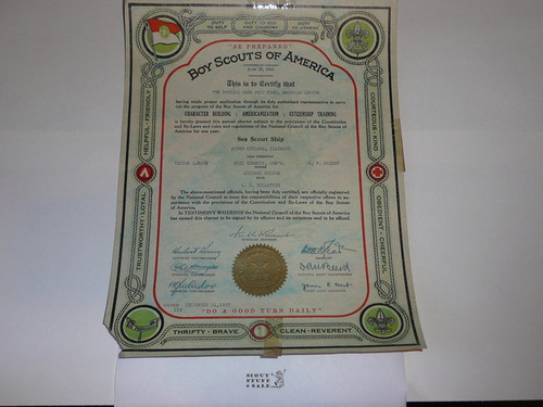 1937 Sea Scout Ship Charter, December