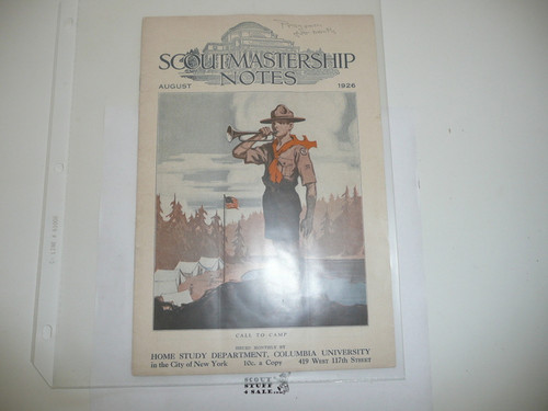 1926, August Scoutmastership Notes, Homestudy Department Columbia University