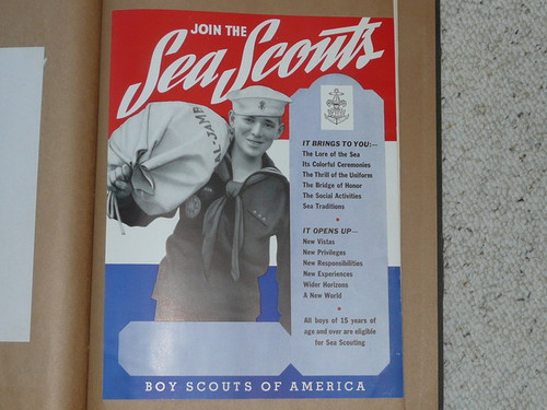 Join the Sea Scouts Poster, 11"x14", Affixed to Scrapbook Paper