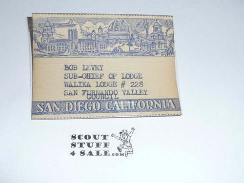 Section / Area 12-A Order of the Arrow Conference Name Badge, 1953