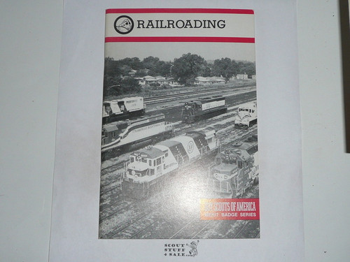 Railroading Merit Badge Pamphlet, Type 9, Red Band Cover, 9-87 Printing