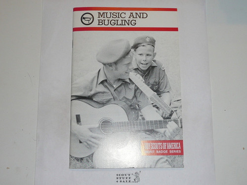 Music and Bugling Merit Badge Pamphlet, Type 9, Red Band Cover, 8-89 Printing