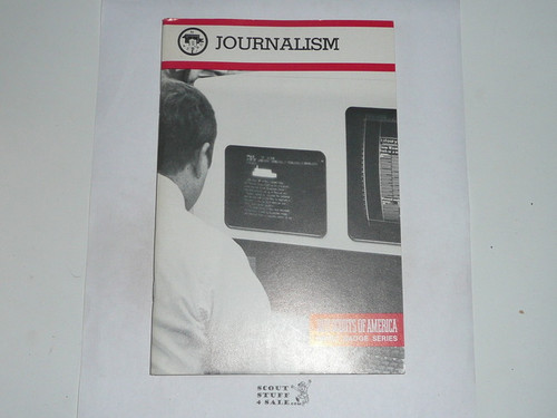 Journalism Merit Badge Pamphlet, Type 9, Red Band Cover, 5-87 Printing