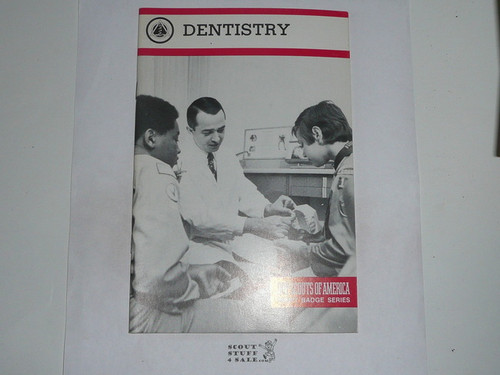 Dentistry Merit Badge Pamphlet, Type 9, Red Band Cover, 2-86 Printing