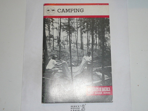Camping Merit Badge Pamphlet, Type 9, Red Band Cover, 1-84 Printing