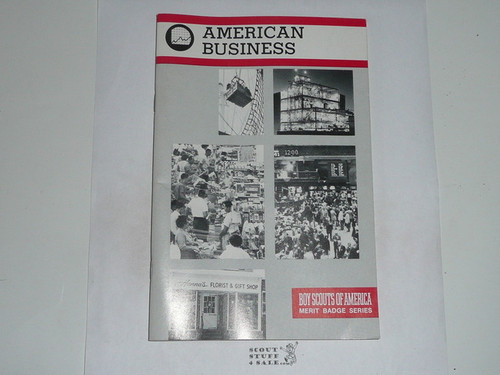 American Business Merit Badge Pamphlet, Type 9, Red Band Cover, 1-88 Printing