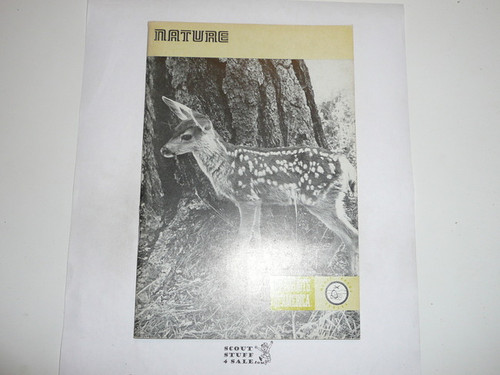 Nature Merit Badge Pamphlet, Type 8, Green Band Cover, 4-74 Printing