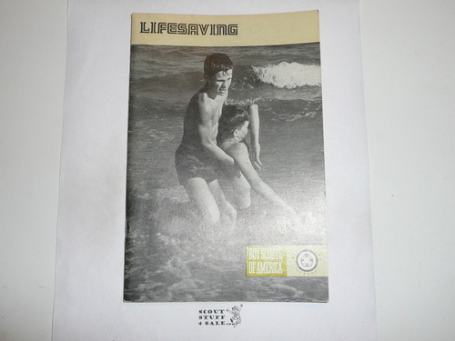 Lifesaving Merit Badge Pamphlet, Type 8, Green Band Cover, 1-75 Printing