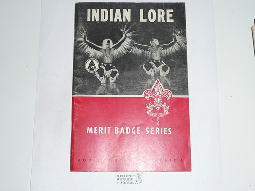 Indian Lore Merit Badge Pamphlet, Type 6, Picture Top Red Bottom Cover, 3-65 Printing
