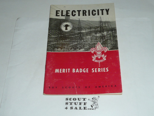 Electricity Merit Badge Pamphlet, Type 6, Picture Top Red Bottom Cover, 7-58 Printing