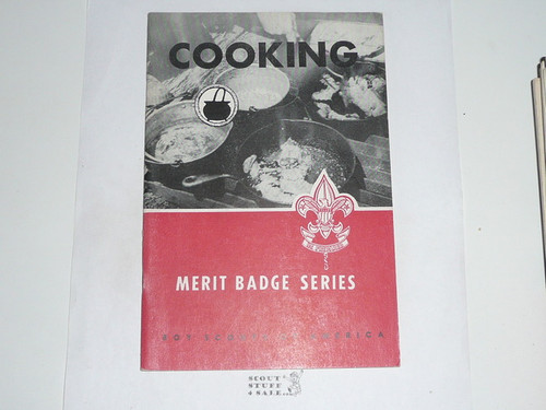 Cooking Merit Badge Pamphlet, Type 6, Picture Top Red Bottom Cover, 5-62 Printing