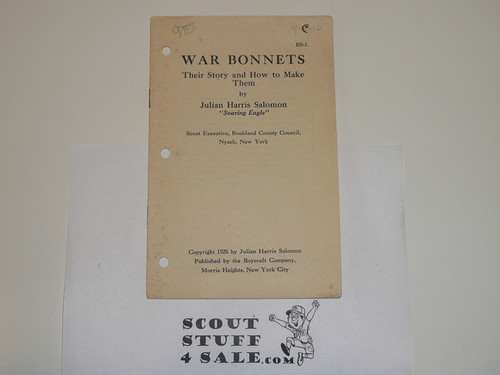 1926 War Bonnets-Their Story and How to Make Them, Boycraft #BS-1