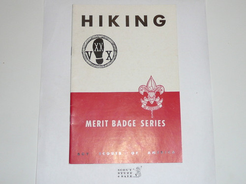 Hiking Merit Badge Pamphlet, Type 5, Red/Wht Cover, 1-52 Printing