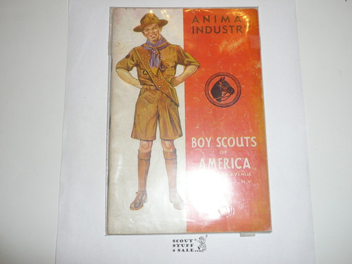 Animal Industry Merit Badge Pamphlet, Type 4, Standing Scout Cover, 8-41 Printing