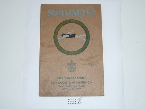 Swimming Merit Badge Pamphlet, Type 3, Tan Cover, 2-36 Printing
