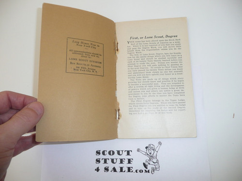 Lone Scout First Degree Book, After BSA Merger